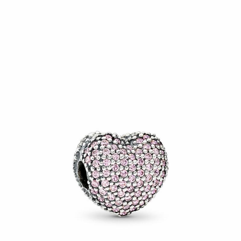 Pandora Pavé Open My Heart Clip Charm Clearance NZ, Sterling Silver (794356-KCI)